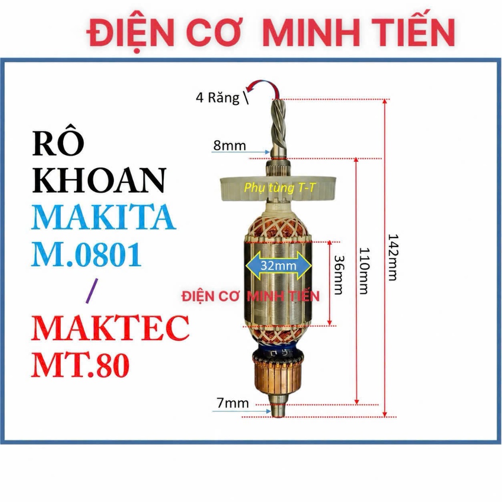 RÔ TO MÁY KHOAN MAKITA MÃ M0801, DÙNG CHUNG KHOAN MAKTEC MÃ MT80. ikk