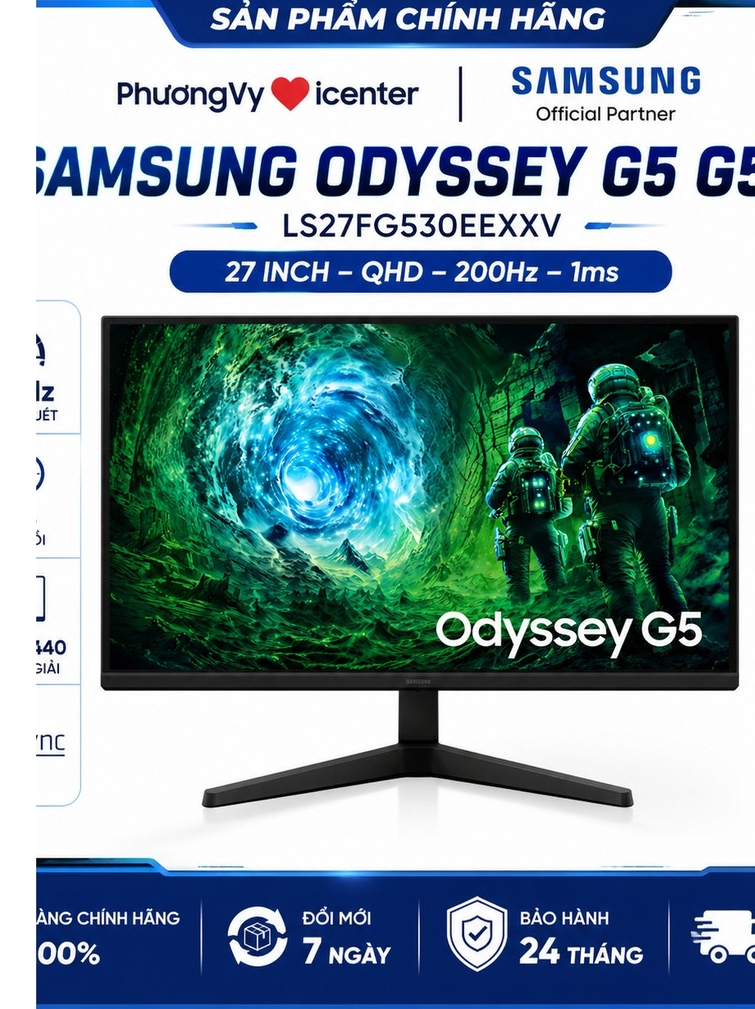 LamKaShop | Samsung Odyssey G5 G53F 27" QHD 200Hz 1ms LS27FG530EEXXV Chính Hãng | BH 2 Năm