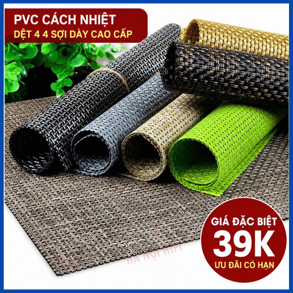 Vải Ecăng PVC Phong Cách Mai Cồ Bằng PVC, PVC Ép Nhiệt Làm Ecan, Tấm Lót Bàn Hà Nội Hifi