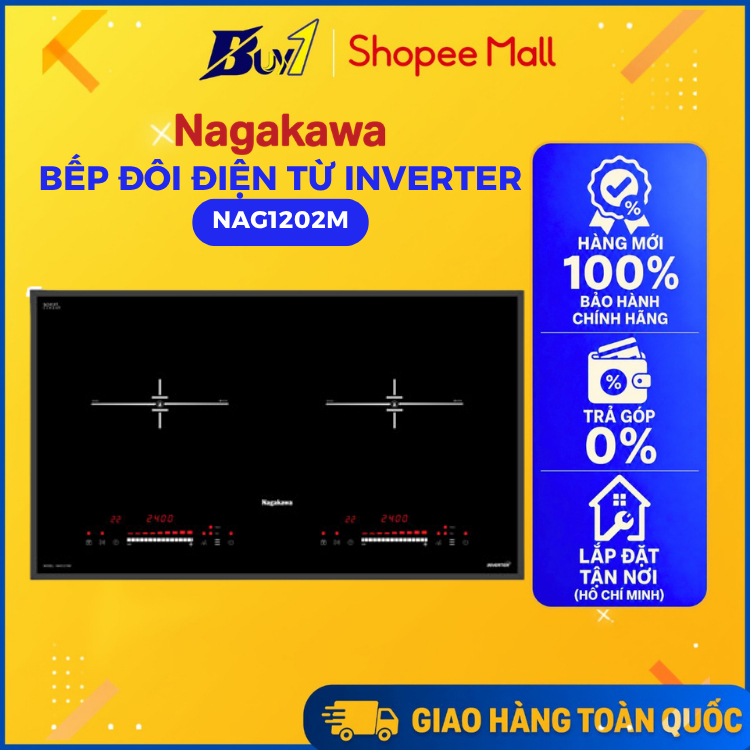 Bếp đôi điện từ inverter cao cấp Nagakawa NAG1202M - Hàng chính hãng