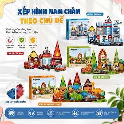 Đồ Chơi Xếp Hình Nam Châm Theo Chủ Đề Cho Bé