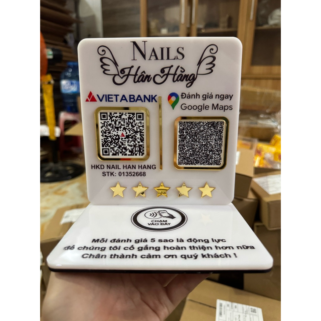 Bảng tích hợp NFC google map trắng sữa, thiết kế theo têu cầu