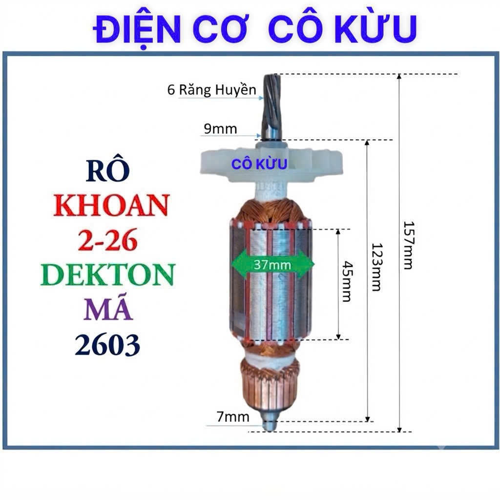 DEKTON 2603 6r - RÔ KHOAN DEKTON mã 2603A, 2603B, 2603PRO rô to 2-26 DEKTON MÃ AG-2603, 6 RĂNG THÂN 