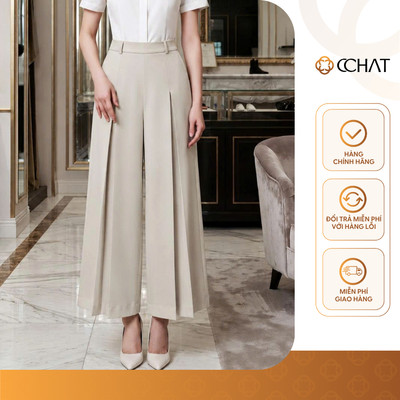 Quần Ống Rộng 𝐂𝐂𝐇𝐀𝐓 Dáng Suông Giả Váy Rivah Chất Liệu Tuytsi Cao Cấp 16QDS2049XT