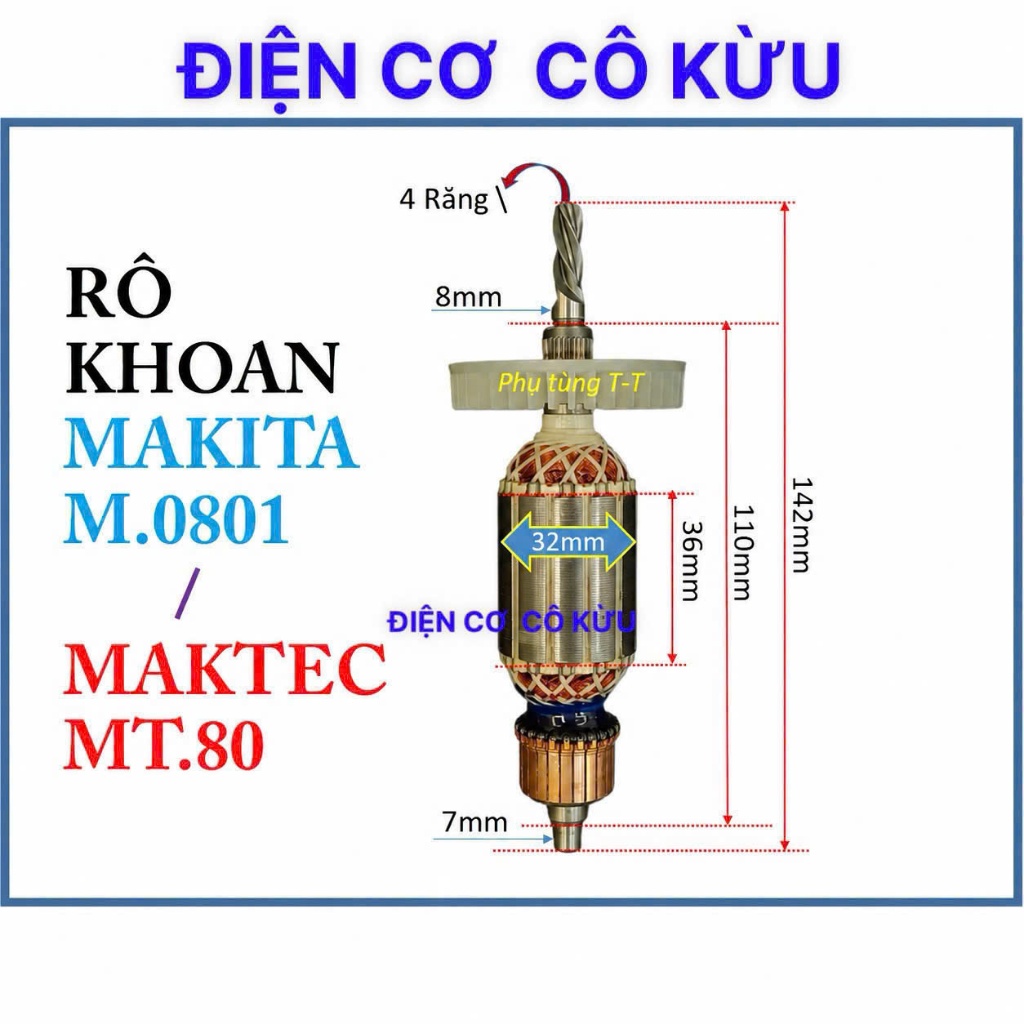 RÔ TO MÁY KHOAN MAKITA MÃ M0801, DÙNG CHUNG KHOAN MAKTEC MÃ MT80. ikk