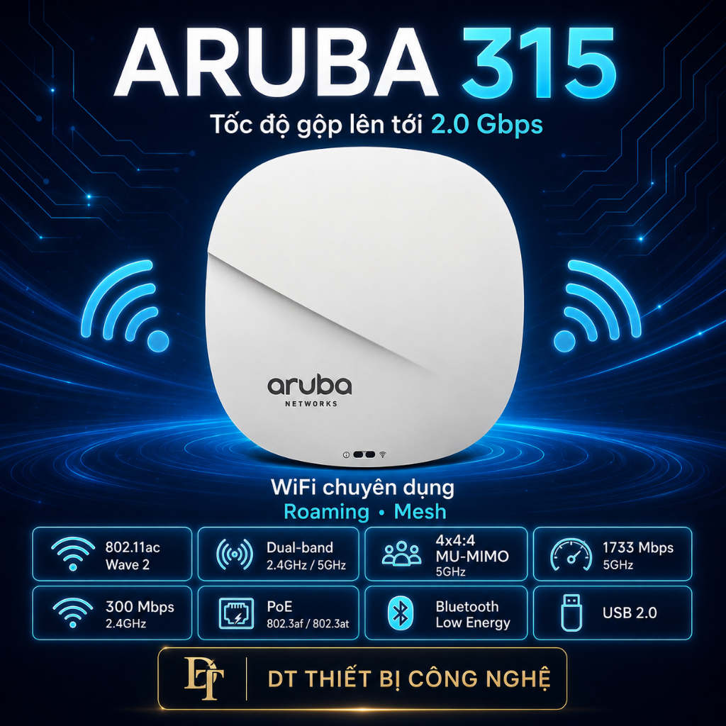 ✅ Aruba AP315 - ac wave 2 - Bộ Phát Wifi Chuyên Dụng - Roaming - Mesh  , Aruba  Instant