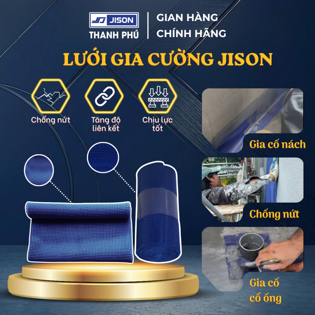 Lưới Chống Nứt Jison, Dùng Kèm Sơn Chống Thấm, Gia Cố Sàn Tường, Chống Nứt Bề Mặt
