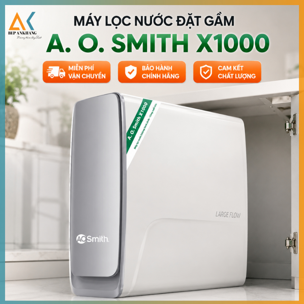 [ Chính Hãng ] Máy Lọc Nước Đặt Gầm Có Tuổi Thọ Lõi Cao Nhất A.O.Smith X1000 [NEW] - Bếp An Khang