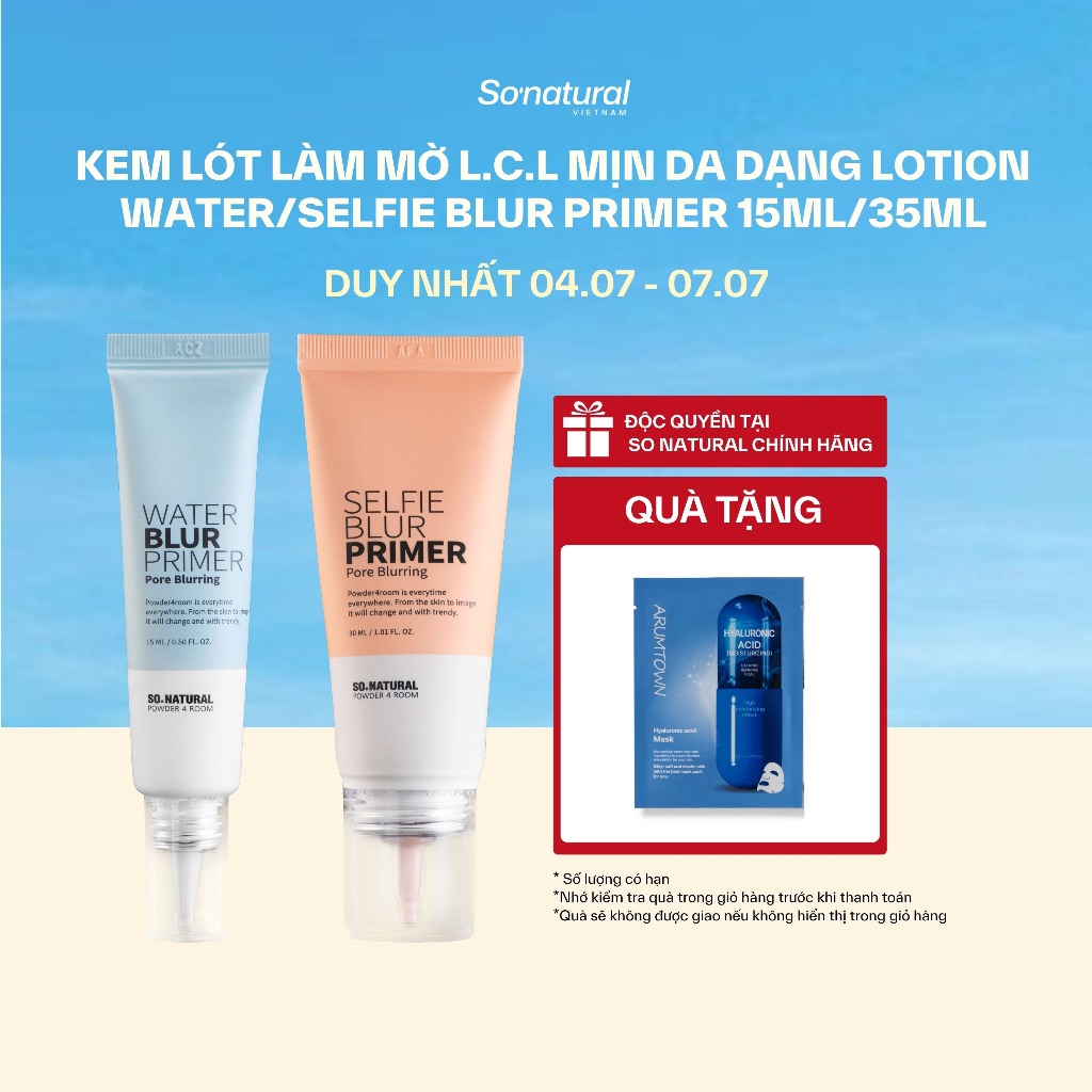 Kem Lót Làm Mờ l.c.l, Mịn Da, Hiệu Chỉnh Tone Da Theo Phân Loại Water - Selfie Blur Primer So Natural