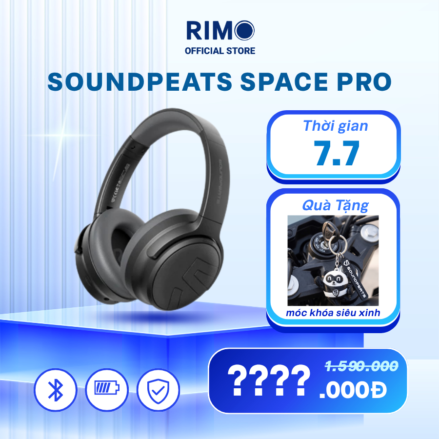 Tai nghe chụp tai SoundPEATS Space Pro, Pin 151 Giờ, Hybrid ANC, Hi-Res Audio LDAC, Bluetooth 5.4