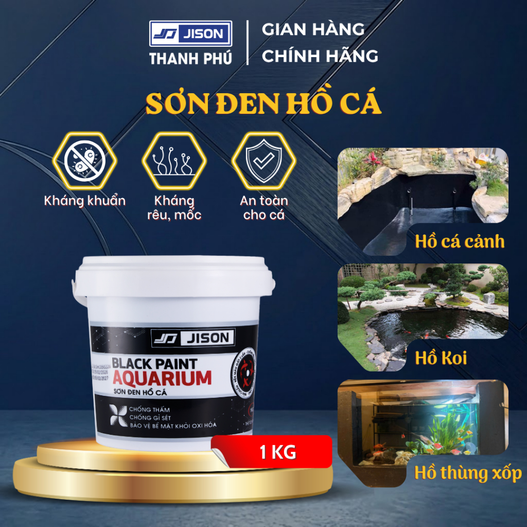 Sơn đen hồ cá Jison – Chống thấm nước và rong rêu (1kg)