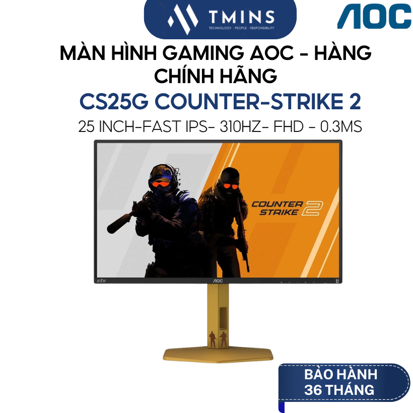Màn Hình Gaming AOC CS25G Counter-Strike 2 (25 inch-fast IPS- 310Hz- FHD - 0.3MS) - Hàng chính hãng