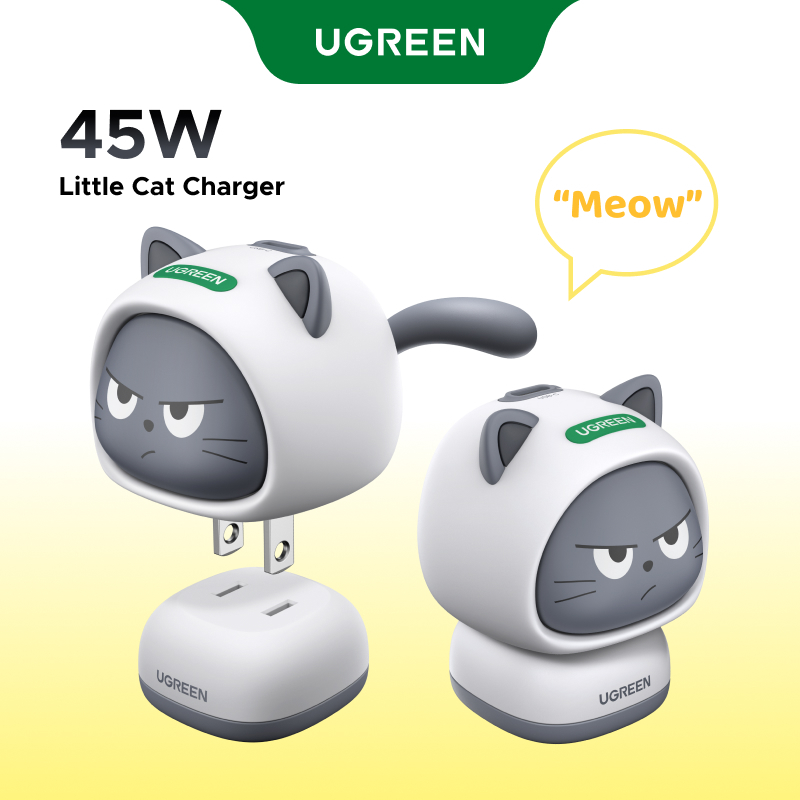 Bộ sạc nhanh UGREEN PD 45W GaN Little Cat với thiết kế khuôn mặt mèo | BigBuy360 - bigbuy360.vn