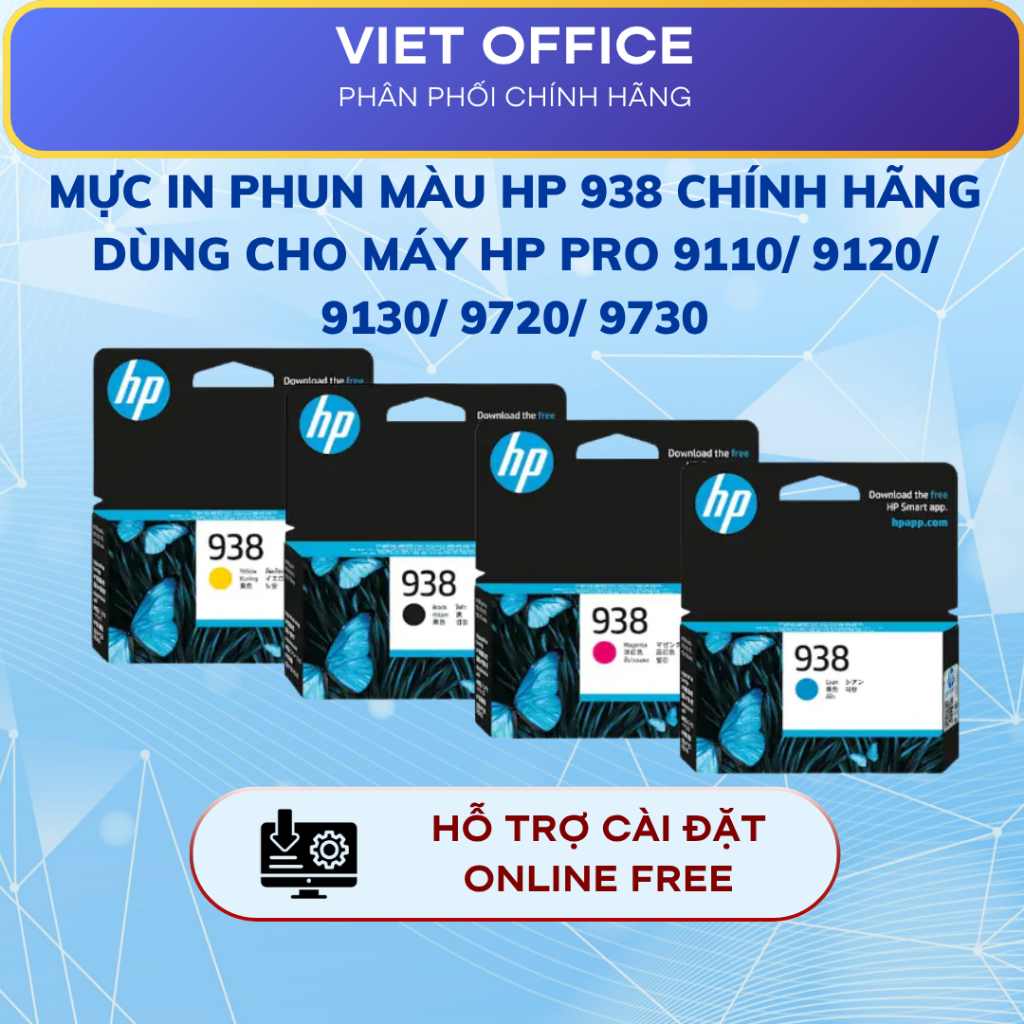 Mực In HP 938 Chính Hãng – Màu Chuẩn, In Sắc Nét dùng cho máy HP Pro 9110/ 9120/ 9130/ 9720/ 9730