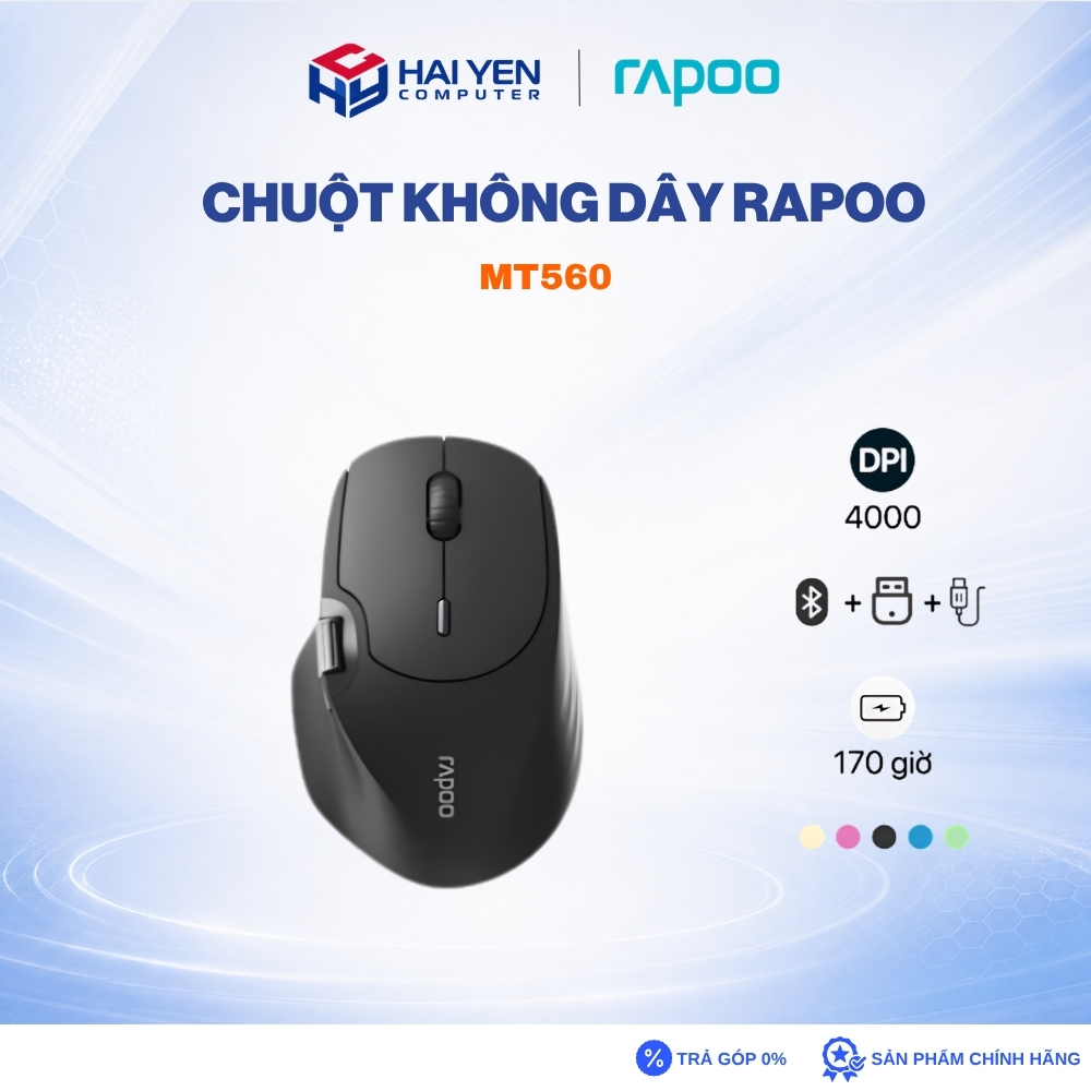 Chuột không dây Rapoo MT560 blutooth -  màu đen/ trắng tím/ trà sữa