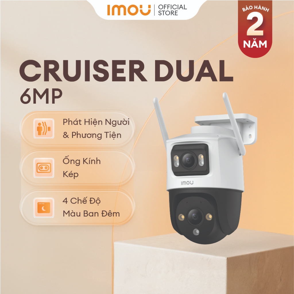 Imou Camera Wifi ngoài trời 2 mắt Cruiser Dual 6MP 64GB I IPC-S7XP-6M0WED I Xoay 360° | Phát hiện co