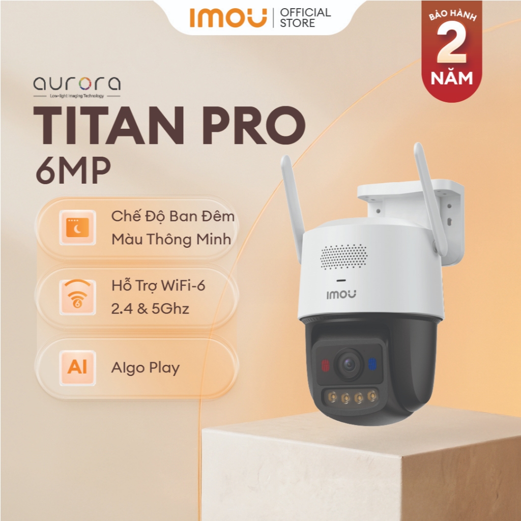 Imou Camera Wifi ngoài trời Titan Pro I 6MP I IPC-U7LP-6V0NE I Thị Giác Đêm Màu Aurora  I AIgo Play