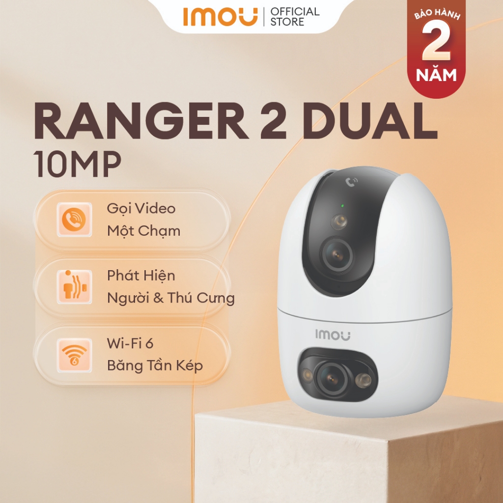 Camera Wifi trong nhà 2 mắt Imou Ranger 2 Dual I 6MP/10MP I Xoay 360° | Phát hiện con người | Màu về