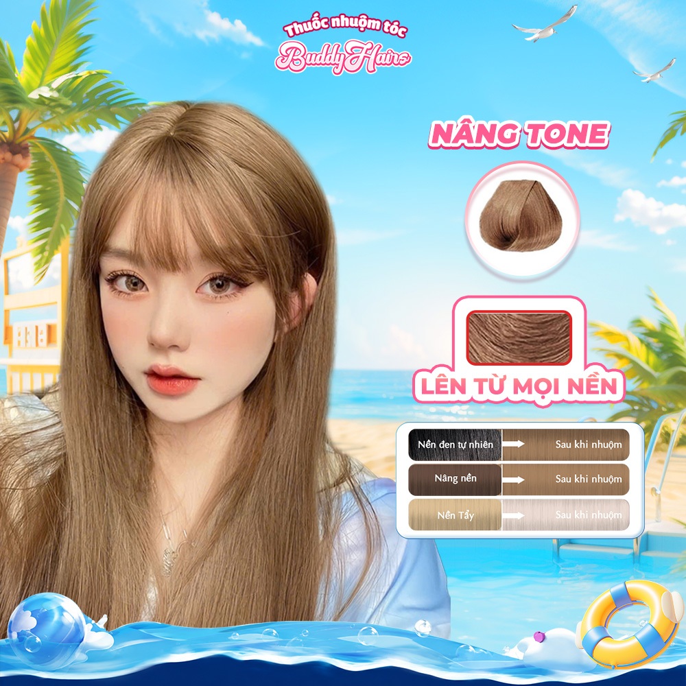 Thuốc Nâng tone tóc nhẹ, thuốc nhuộm tóc tại nhà BuddyHairs, thuốc Nâng nền tóc.