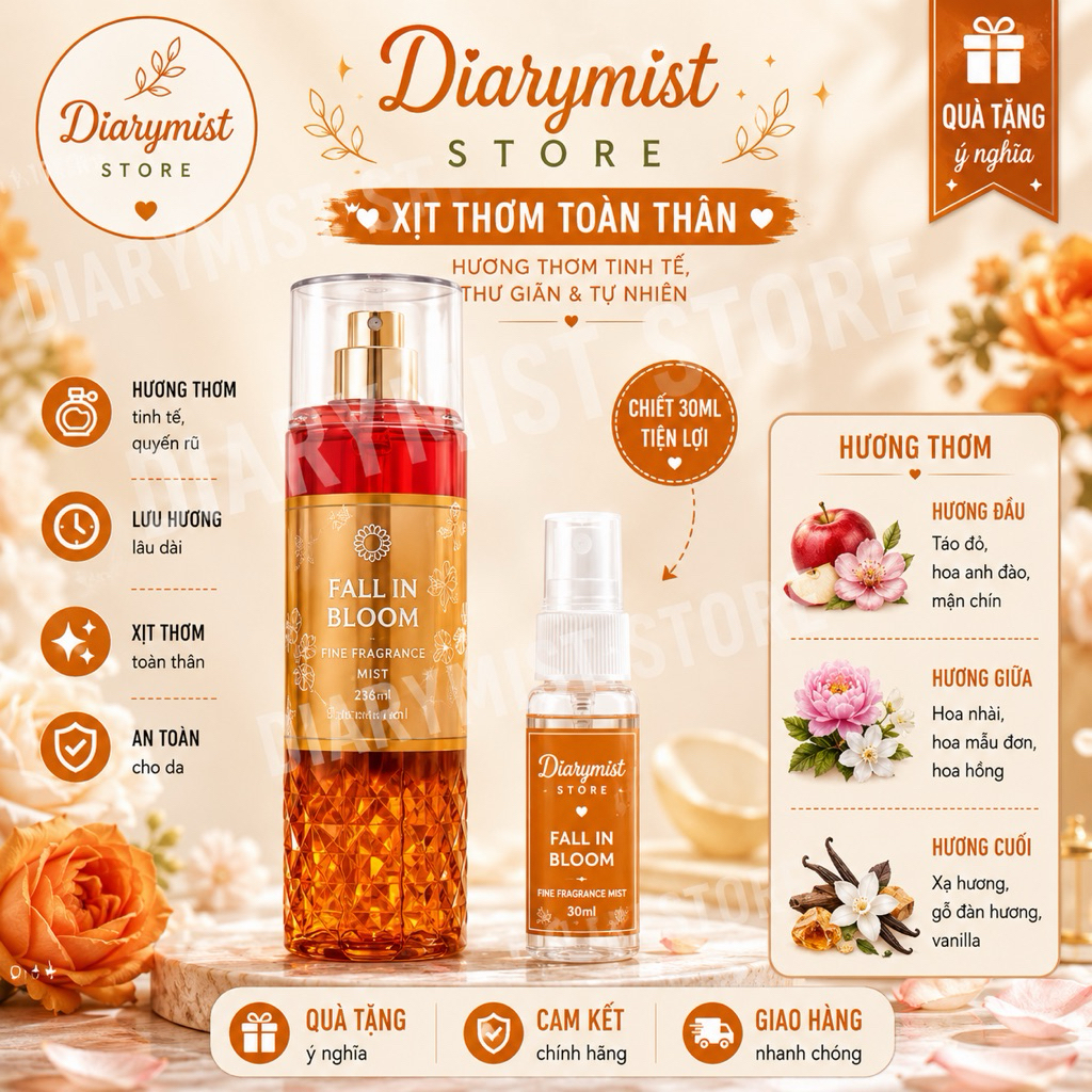 𝐃𝐢𝐚𝐫𝐲𝐦𝐢𝐬𝐭.𝐬𝐭𝐨𝐫𝐞  Xịt thơm toàn thân 𝐁𝐚𝐭𝐡 & 𝐁𝐨𝐝𝐲 𝐖𝐨𝐫𝐤𝐬  - FALL IN BLOOM