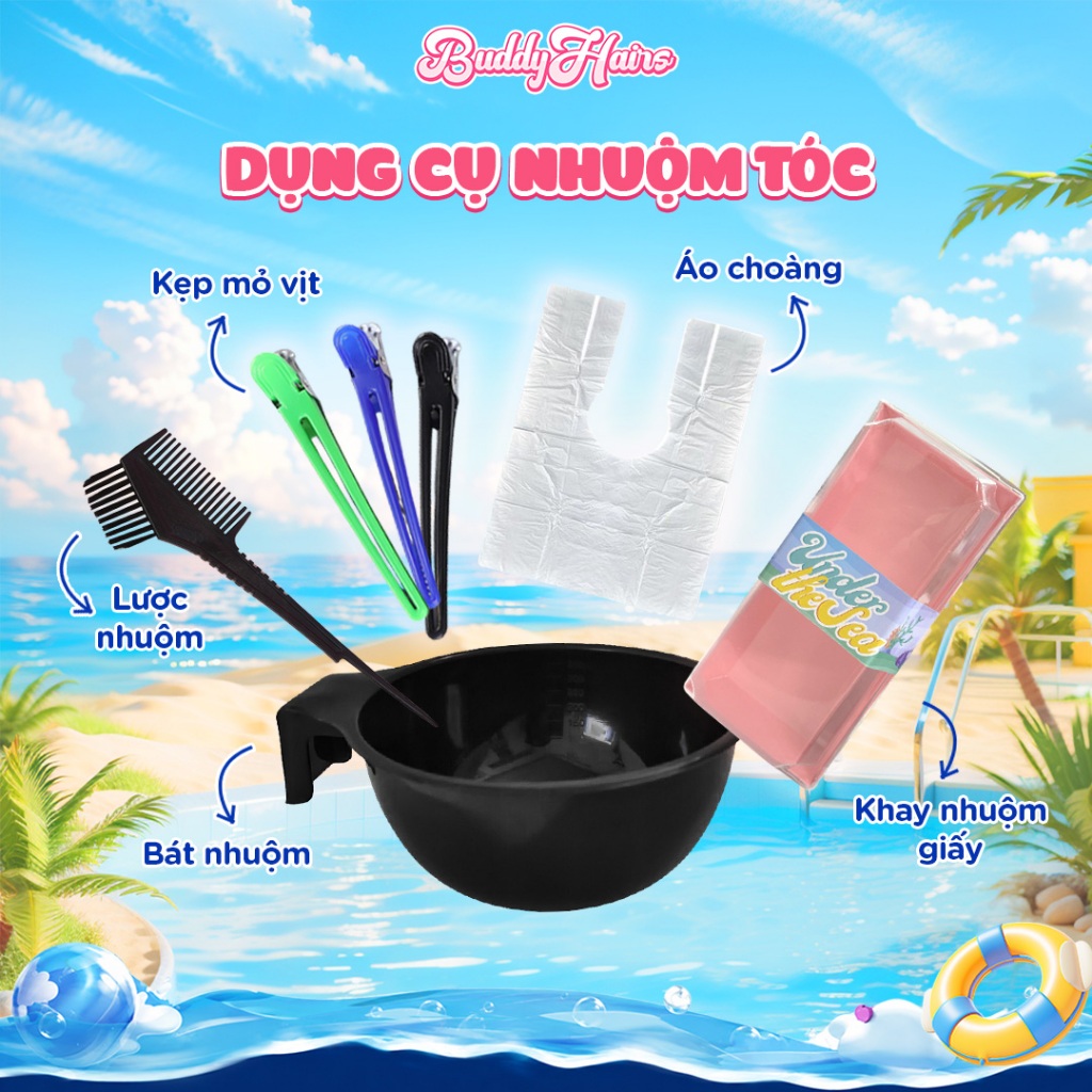 Dụng cụ nhuộm tóc, Lược nhuộm tóc, Bát nhuộm tóc, Kẹp tóc của Buddyhairs