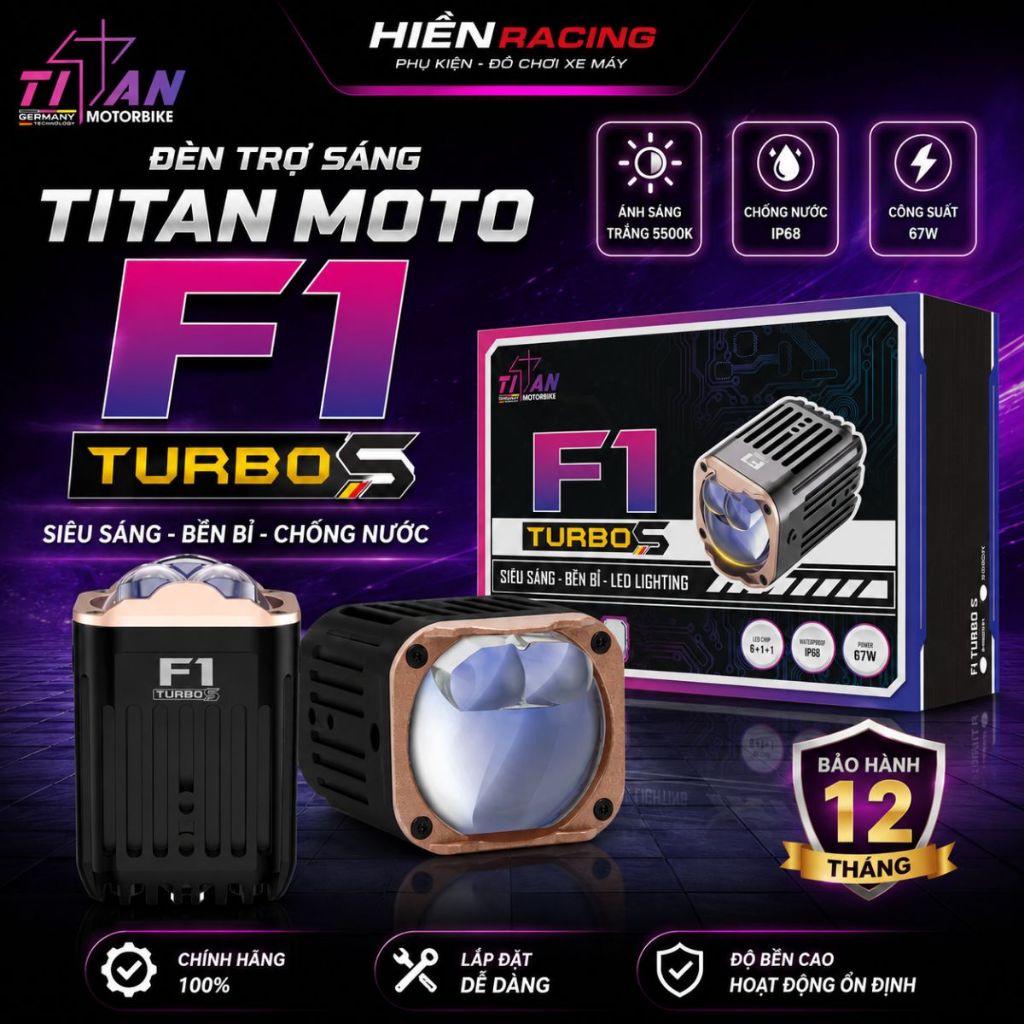 Đèn Trợ Sáng Titan F1 Turbo S – Siêu Sáng, Cắt Ánh Chuẩn, Ánh Sáng 5500k, Lắp Đặt Dễ Dàng