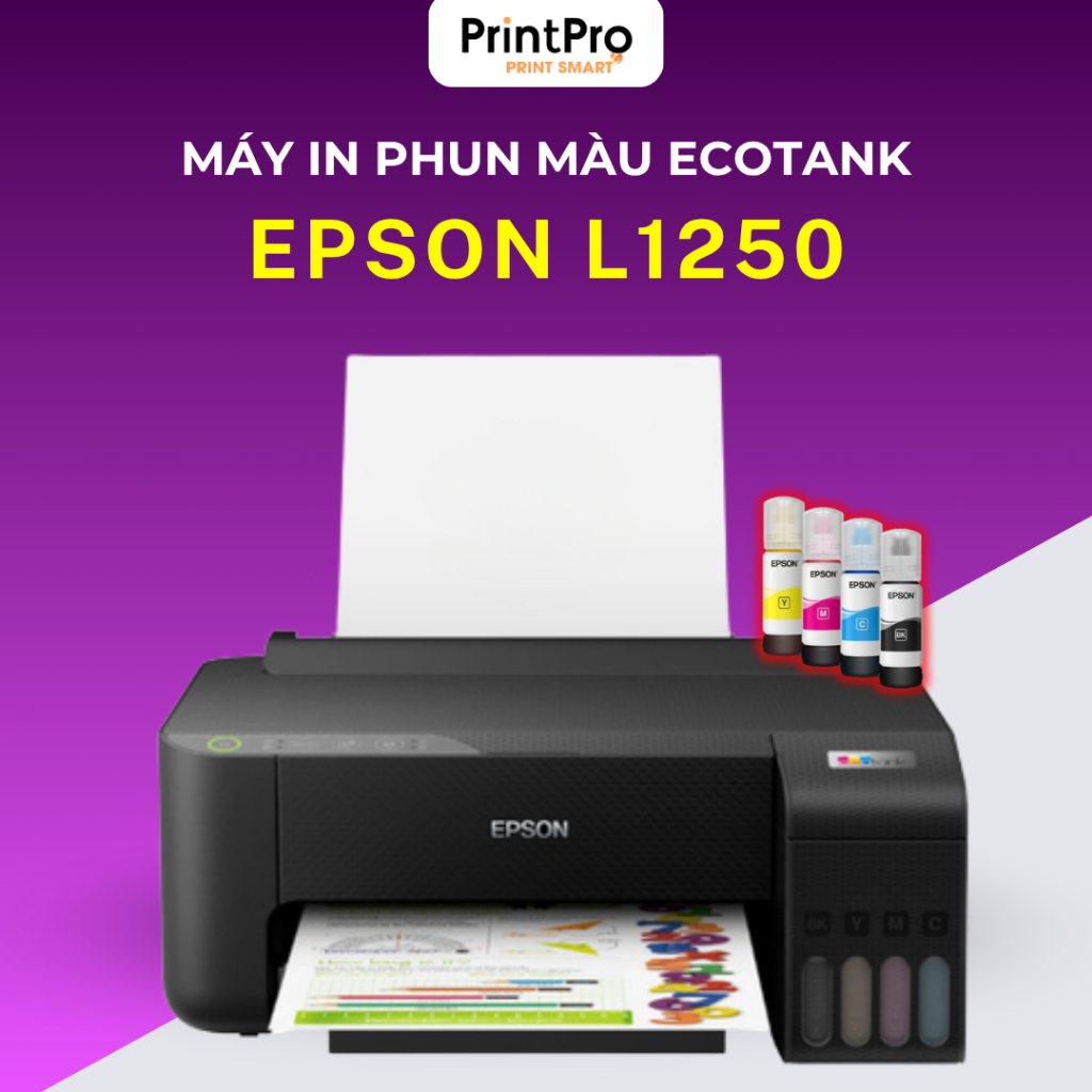 Máy in màu Epson L1250 (Đã bao gồm mực) - Hàng chính hãng - Kết nối Wifi, bảo hành 24 tháng