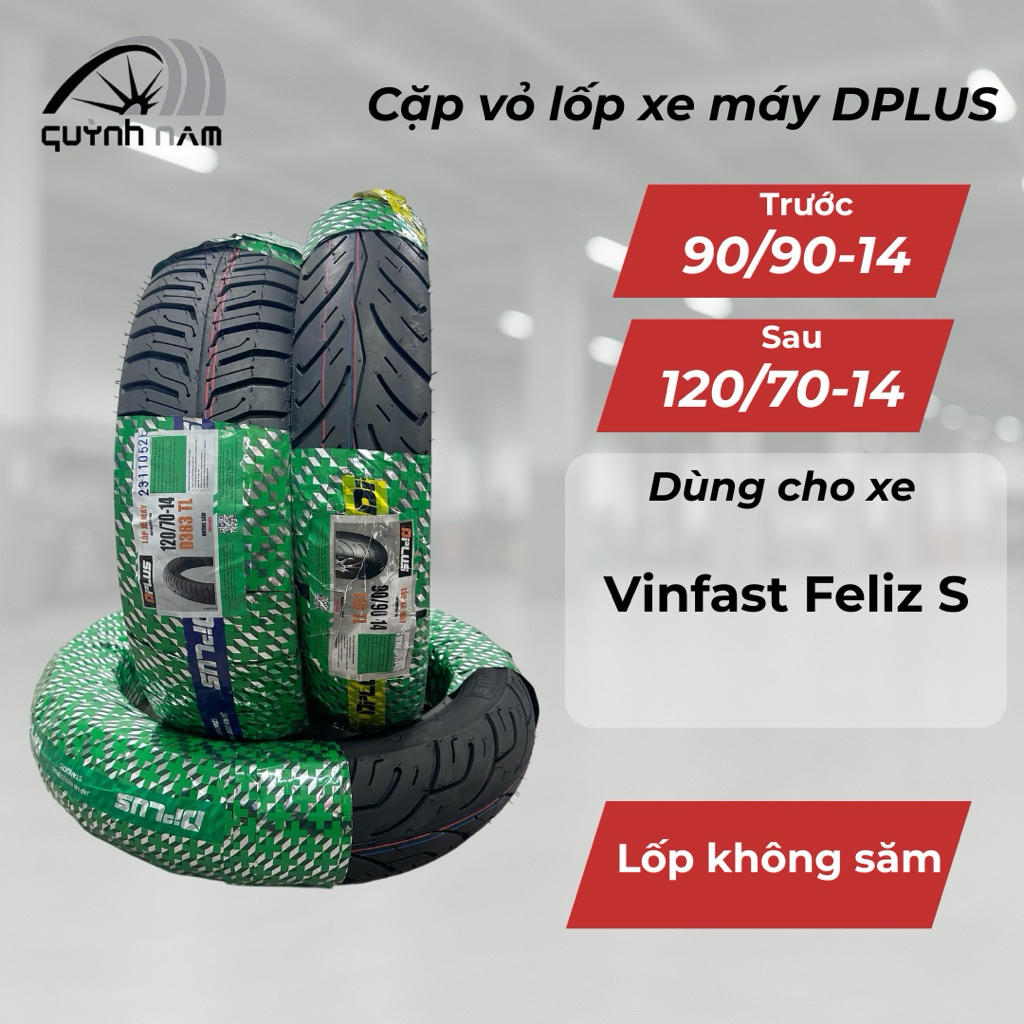 Cặp Lốp Xe Điện VinFast Feliz 90/90-14 & 120/70-14 Không Ruột