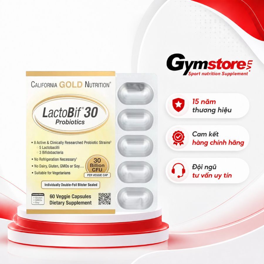 Viên uống men vi sinh California Gold Nutrition, LactoBif  Probiotics, hỗ trợ tiêu hóa - Gymstore