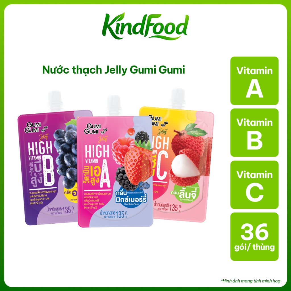 Nước Ép Trái Cây Thạch GUMI GUMI 135ml Bổ Sung Collagen Vitamin