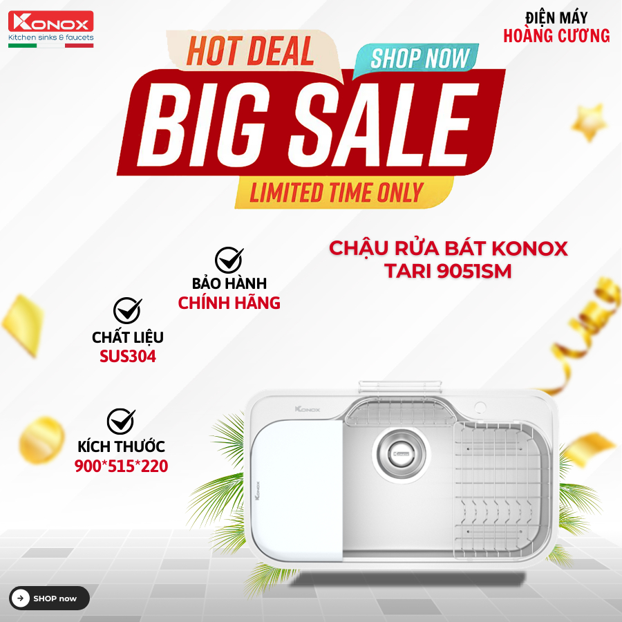 Chậu rửa bát Konox Tari 9051SM – Phong cách Nhật cao cấp, bề mặt mịn sang trọng