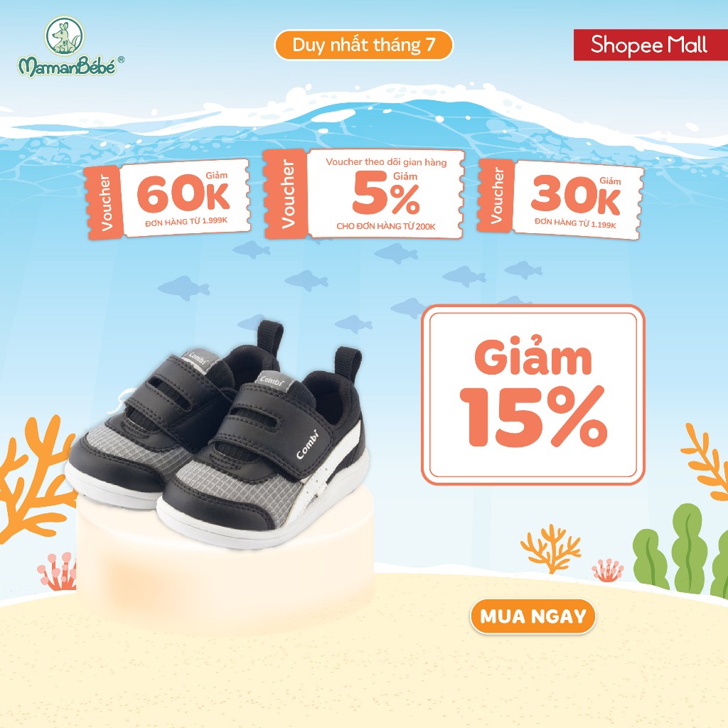 (MamanBébé chính hãng) Giày Combi S-Go đế định hình chống bàn chân bẹt C2402 màu đen