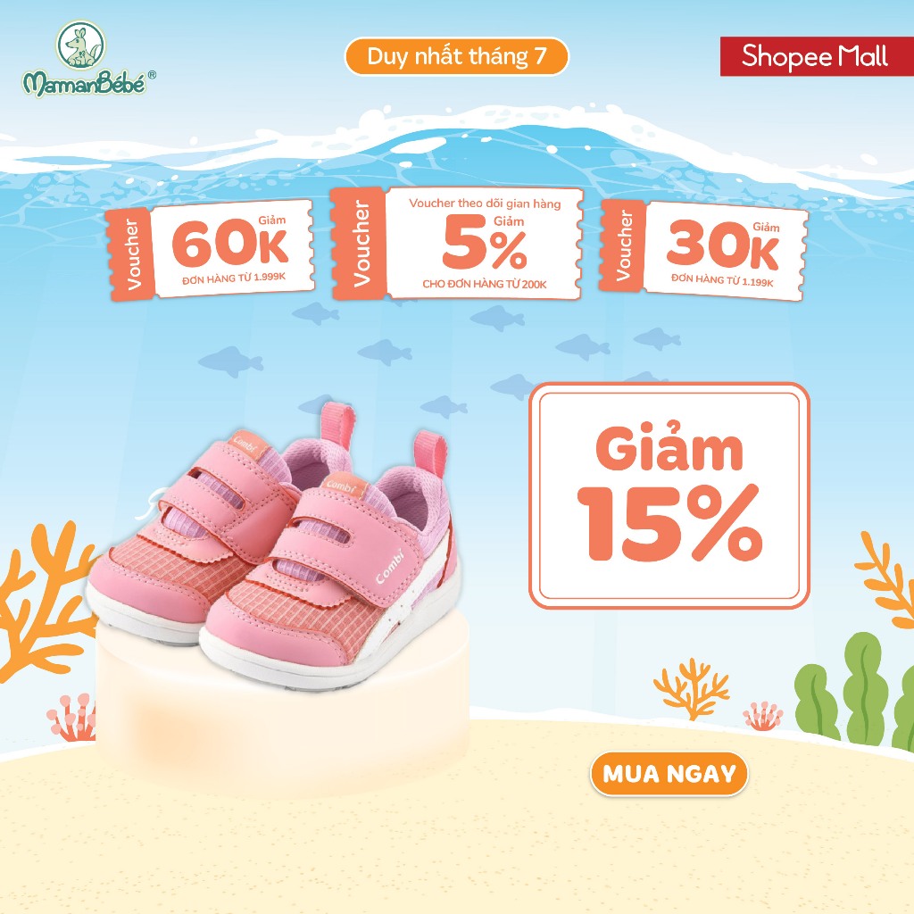 (MamanBébé chính hãng) Giày Combi S-Go đế định hình chống bàn chân bẹt C2402 màu hồng