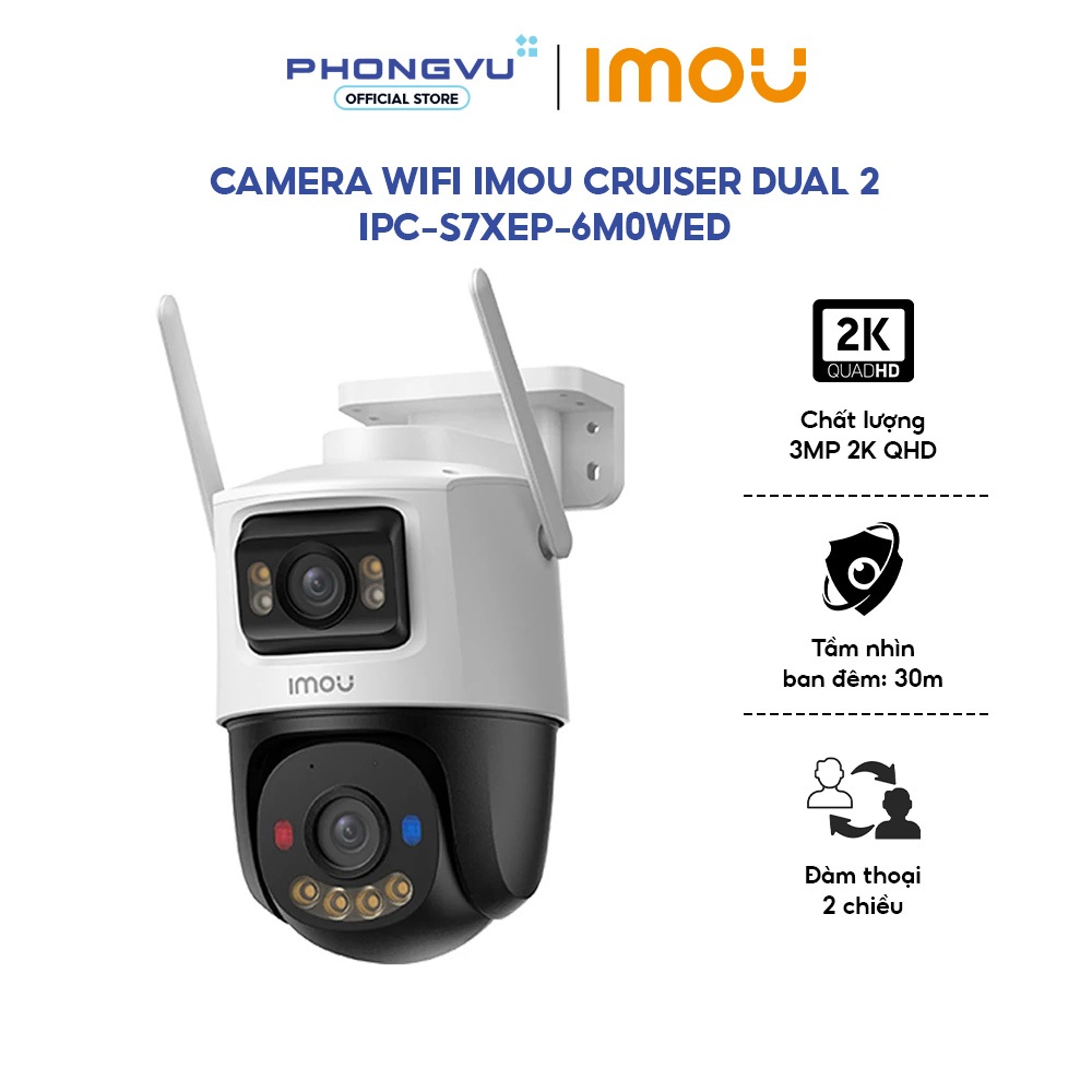 Camera Wifi Imou Cruiser Dual 2 S7XEP 6MP/10MP (6M0WED / 10M0WED) - 2 Ống Kính - Bảo Hành 24 Tháng