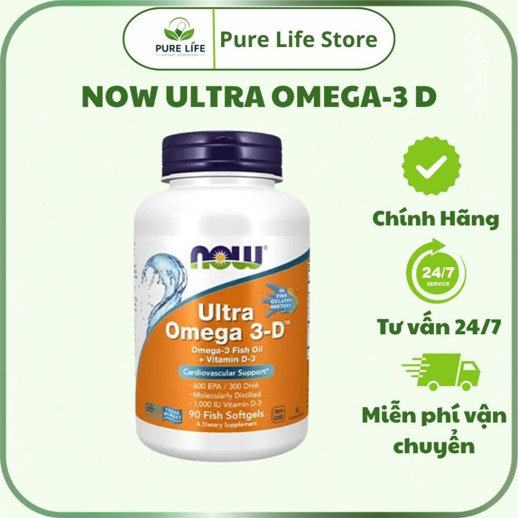 Now Ultra Omega 3-D 600 EFA/ 300 DHA Hỗ trợ sức khỏe tim mạch, xương khớp, trí não