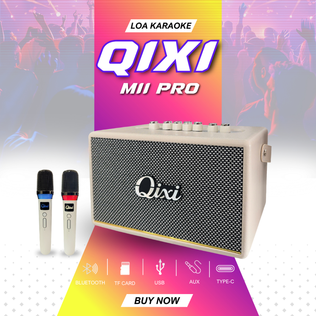Loa QiXi Loa Karaoke Xách Tay MII PRO Kèm 2 Micro