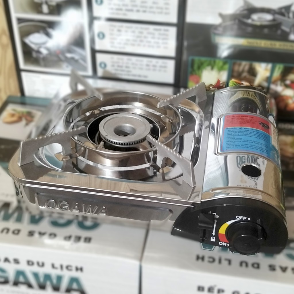 Bếp Gas Du Lịch, Bếp Gas OGAWA inox, Bếp ga mini dùng bình gas, lon ga mini - Hàng Chính hãng