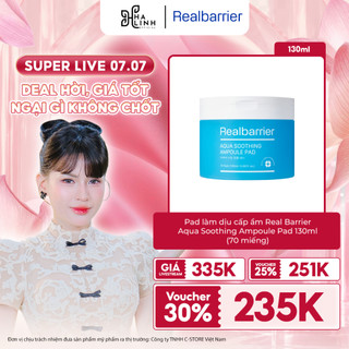 [VÕ HÀ LINH X REAL BARRIER] Pad làm dịu cấp ẩm Real Barrier Aqua Soothing Ampoule Pad 130ml (70 miếng)