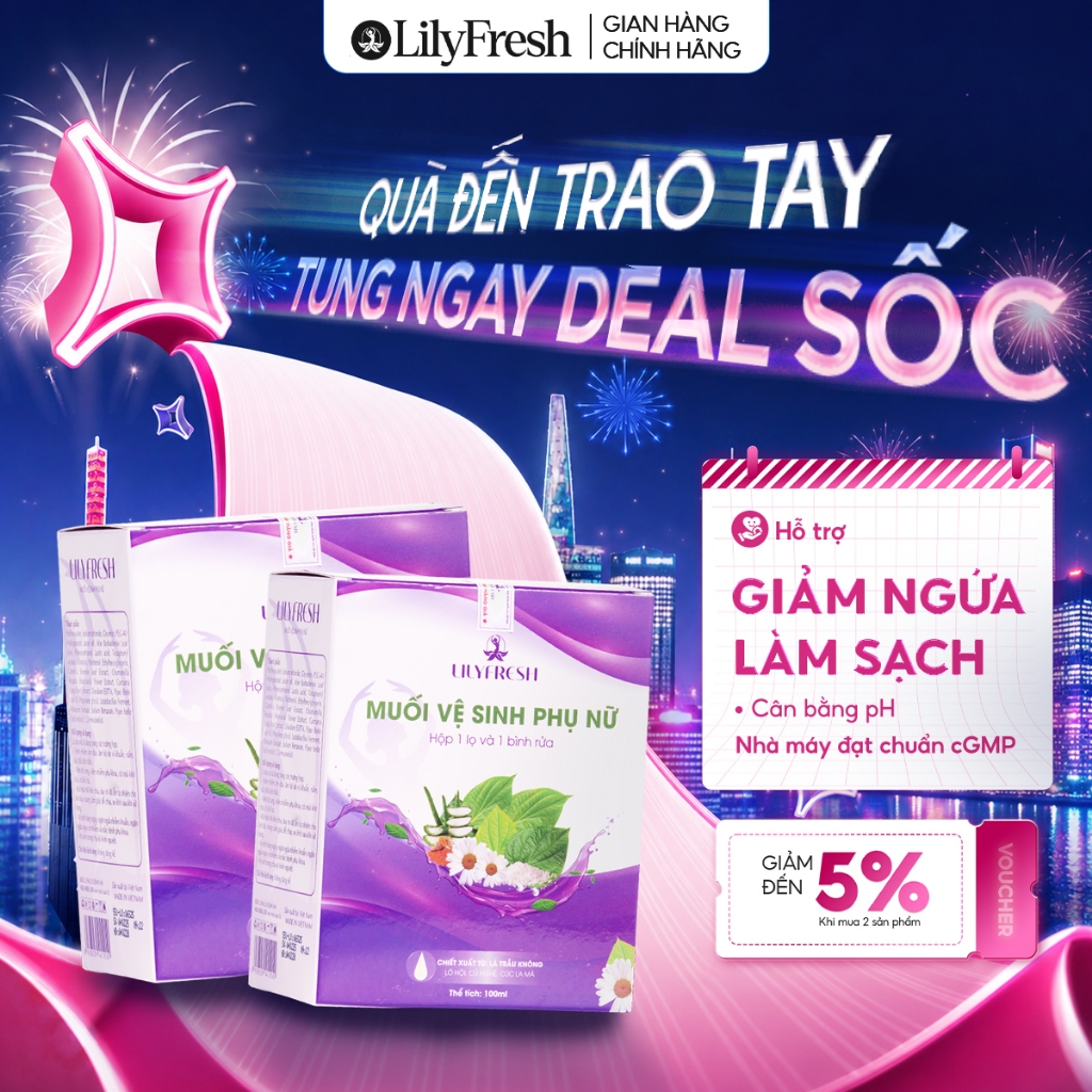 [LIVE] Bộ 2 Muối Vệ Sinh Phụ Nữ LilyFresh, Dung Dịch Vệ Sinh Trầu Không Hỗ Trợ Giảm Mùi, Giảm Ngứa, 