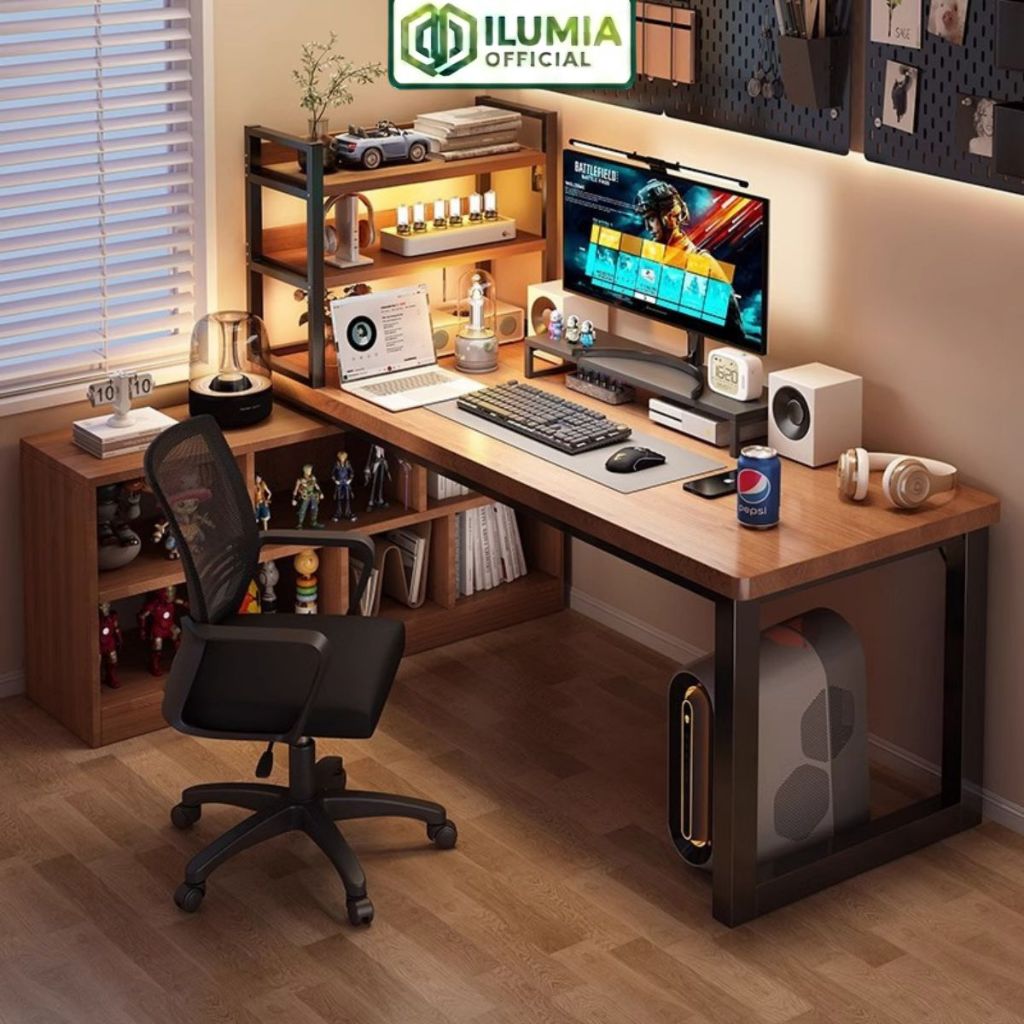 Bàn làm việc kèm kệ sách tiện lợi thương hiệu ILUMIA