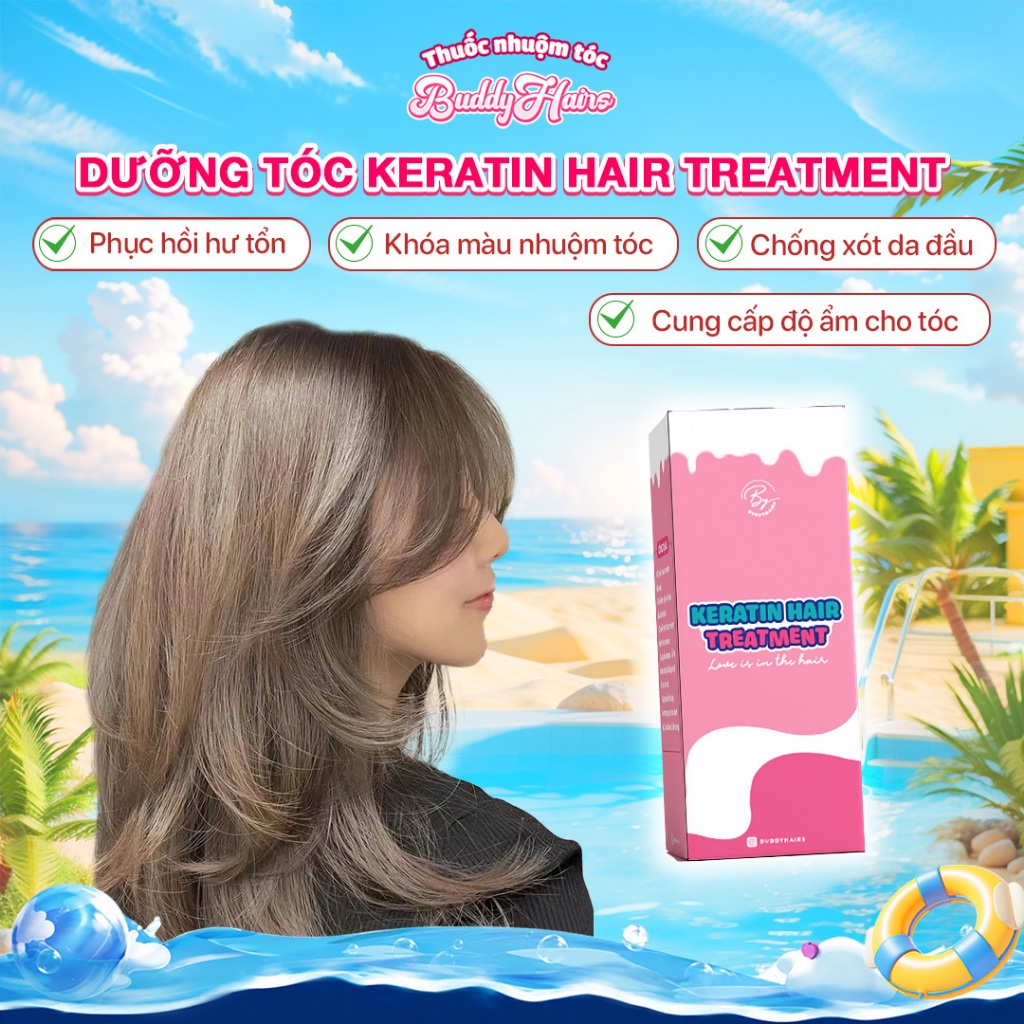 Tinh chất dưỡng tóc khoá màu, bền màu nhuộm, phục hồi tóc hư tổn - Dưỡng tóc Keratin Hair Treatment BuddyHairs, Buddyhai | BigBuy360 - bigbuy360.vn