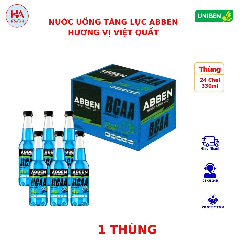 (1 THÙNG): Nước Tăng Lực ABBEN Hương Vị Việt Quất ( Thùng 24 Chai x 330ml)
