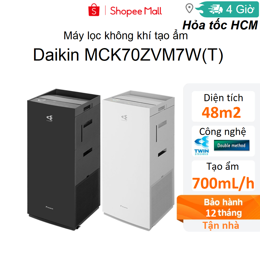 Máy lọc không khí Daikin MCK70ZVM7-W I MCK70ZVM7-T tạo ẩm - Twin Streamer - Bảo hành chính hãng