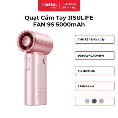 Quạt Cầm Tay Jisulife Handheld Fan Life 9S | ABS | Pin 5000mAh | Động Cơ 40.000 RPM | 5 Cấp Độ Gió