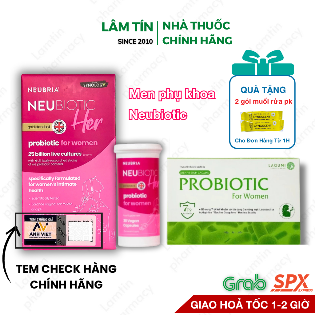 Viên Uống Phụ Khoa, Men Vi Sinh Vùng Kín NEUBIOTIC HER và LAVIMA BIOTIC, Giảm Khí Hư, Ngứa Rát Cô Bé