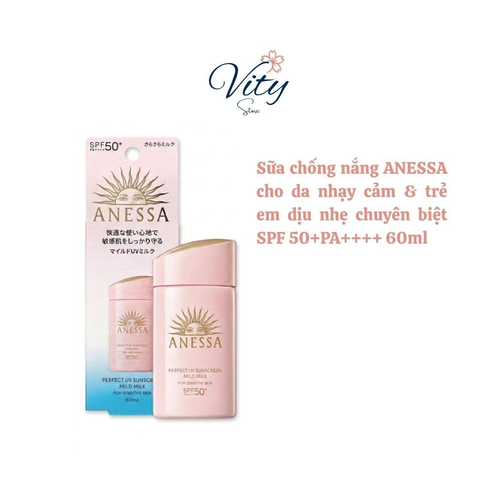 Sữa Chống Nắng Anessa Cho Da Nhạy Cảm & Trẻ Em Anessa Perfect UV Sunscreen Mild Milk 60ml