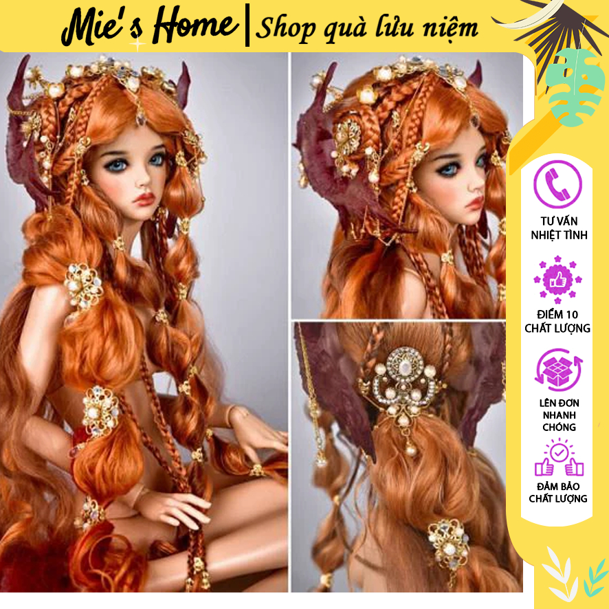 Tóc poli lụa WIG - Tóc nguyên liệu làm BÚP BÊ JBD 60cm dài tự nhiên Phụ Kiện DIY Doll hair - MIE han