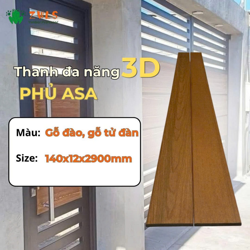 Thanh Đa Năng Gỗ Nhựa ASA 2 Da Con Ếch Xanh | 2 Mặt Vân Gỗ 3D/2D | Làm Bàn Ghế Cầu Thang Hàng Rào