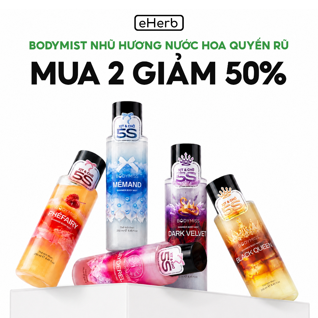 [MUA 2 GIẢM 50%] Bodymist nhũ xịt thơm lấp lánh BODYMISS cho nam nữ, body mist thơm lâu 250ml
