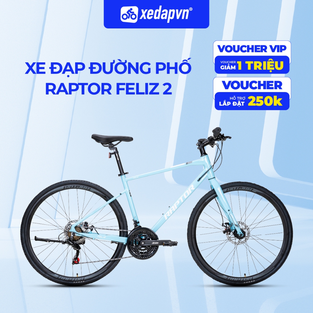 Xe Đạp Touring RAPTOR FELIZ 2 – Bánh 700C, 21 Tốc Độ – Cho Người Cao 1m55–1m75 –Phanh Đĩa, Nhẹ Êm | 